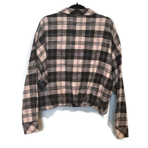 Dear John Black and Cream Plaid Button Down Shirt Cropped Jacket - Picture 3 of 8